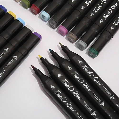 Set De 24 Marcadores Doble Punta Touch Con Estuche Práctico