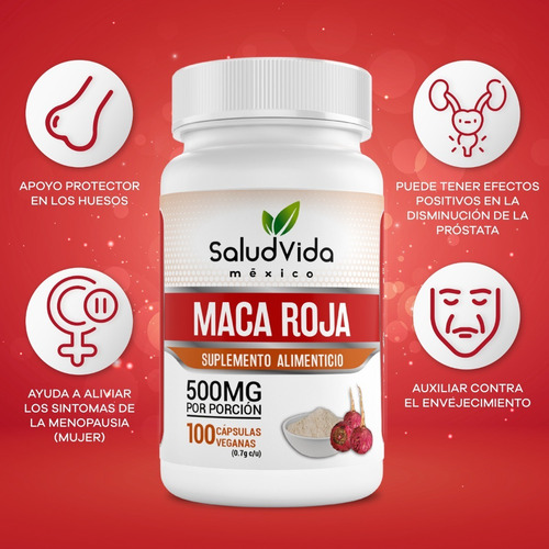 Imagen 3 de 3 de Maca Roja 100 Cápsulas 500mg