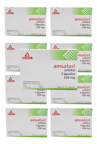 Amsafast + Orlistat 21 Cápsulas De 120 Mg Pack De 9 Cajas
