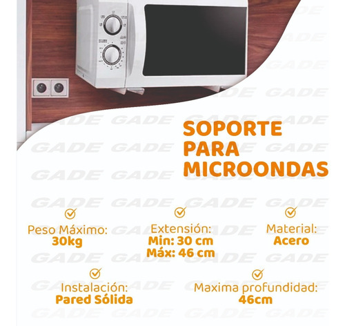 Imagen 2 de 7 de Soporte Mensula Horno Electrico Microondas Regulable Jieli