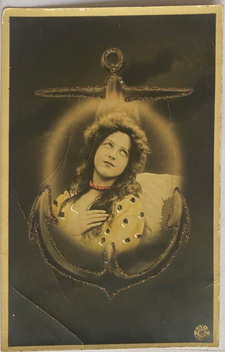 Antigua Postal Romántica, Mujer, Retrato, Circa 1900, Pr46