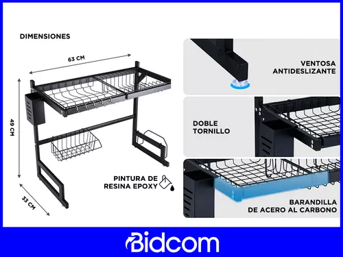 Secaplatos Escurridor 2 Niveles Acero Inox Negro