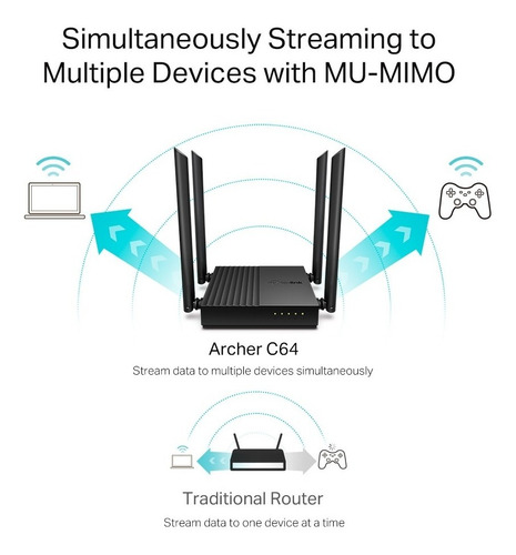 Router Inalambrico Tp-link Archer C64 Ac1200 Gigabit Mu-mimo