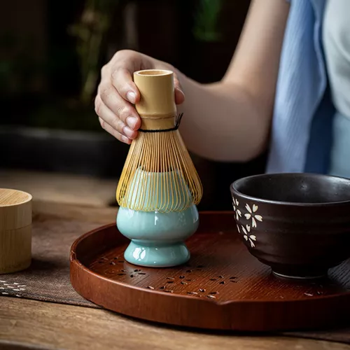 Batidor Bambu Bamboo Para Te Matcha Con Soporte Cerámica