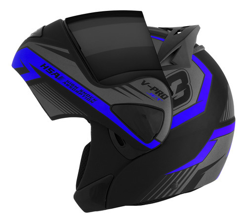 Capacete Escamoteável Pro Tork V-pro Jet 3 Viseira Fumê Cor Azul Tamanho do capacete 58
