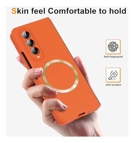 Funda Para Galaxy Z Fold 3 5g Naranja Duro Policarbonato
