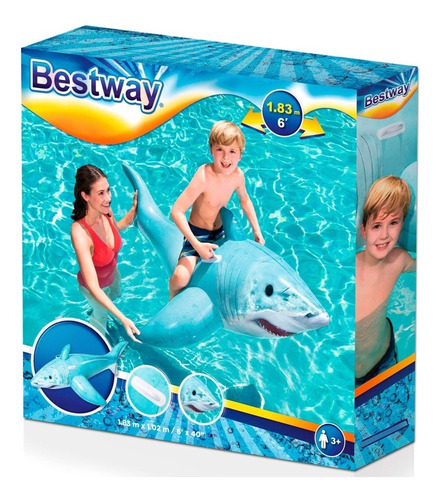 Imagen 4 de 6 de Combo Bestway Tiburón Inflable 183x102 + Inflador 30 Cm