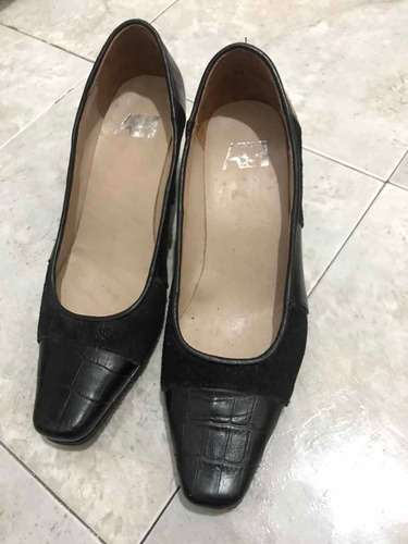 Zapatos Negros De Vestir Taco Cuadrado Talle 37 (leer)