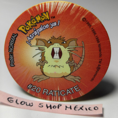 Tazo Pokémon 2 - Raticate #20 Estetica 9.9 Sabritas Original