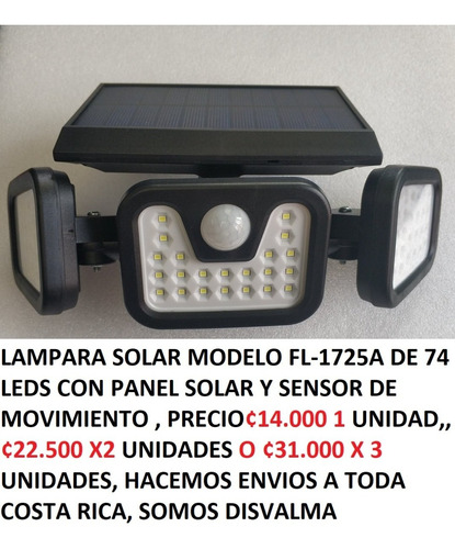 Lampara Solar Para Patios, Pasillos, Etc Modelo Fl-1725a