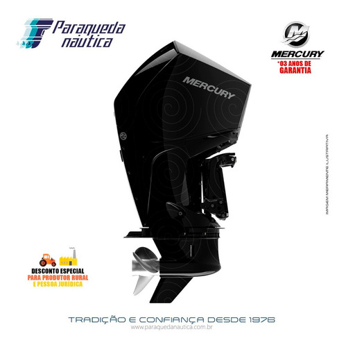 Motor De Popa Mercury 4 Tempos 300hp Xl V8 Mecânico Preto