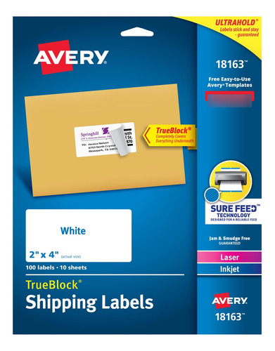 Avery Etiqueta Envio Impresora Laser Inyeccion Tinta 100 2x4