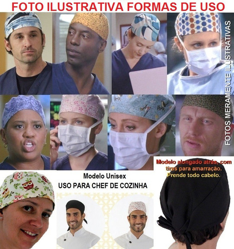 Imagem 8 de 8 de Kit 25 Toucas Cirurgica Bandana Cozinha Veterinária Dentista