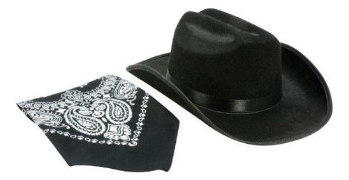 Sombrero De Vaquero  Junior Con Pañuelo, Negro.