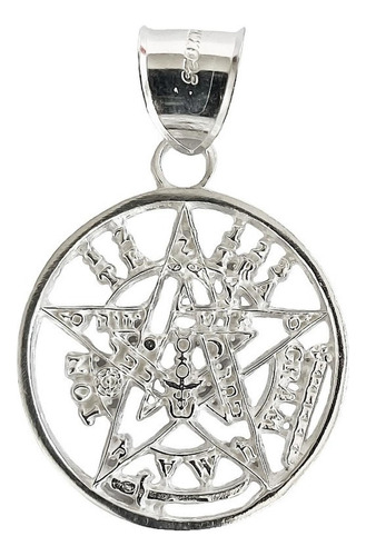 Dije Medalla Grande Tetragramaton Pentagrama Plata Ley 925