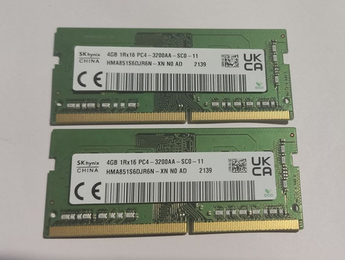 Memorias Ram Hynixhma851s6djr6n, 8gb (2x4 Gb) Ddr4 3200 Mhz