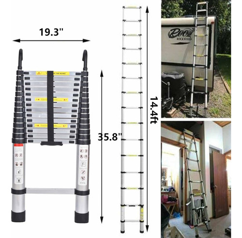 Escalera De Extensión De 14.4 Pies Con Gancho Desmontable