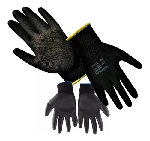 36 Guantes Nylon Poliuretano X36 Pares Mecánico Seguridad 