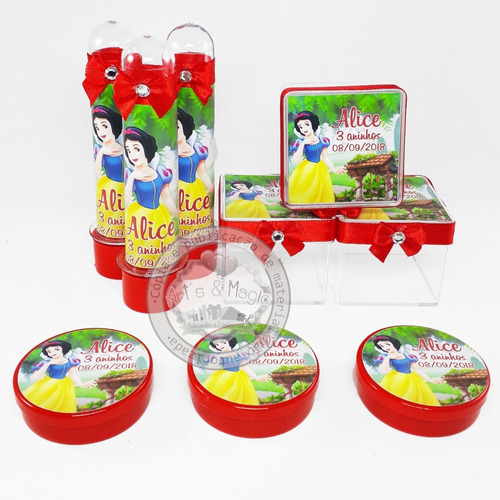 Imagem 2 de 4 de Kit Festa Infantil Personalizado Branca De Neve 30 Itens
