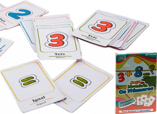 Jogo Memoria 32 Cartas Numeros Potuguês E Inglês Matemática