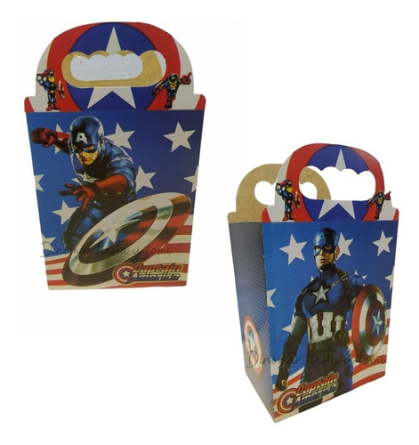 20 Caja Dulcera/lonchera Capitán América. Fiesta,dulc.bolos
