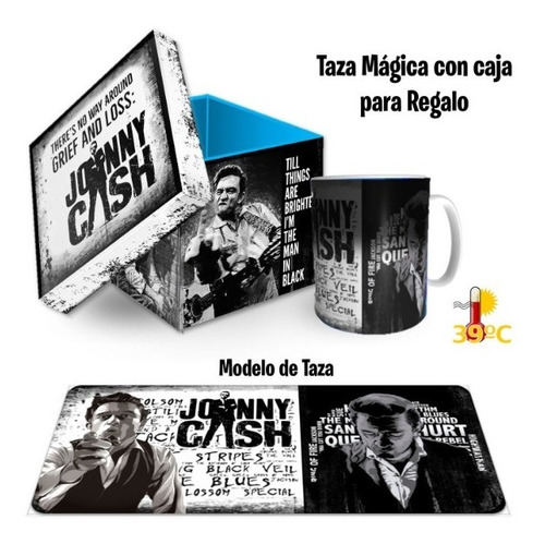 Taza Magica, Johnny Cash, Con Caja Para Regalo Y Envio