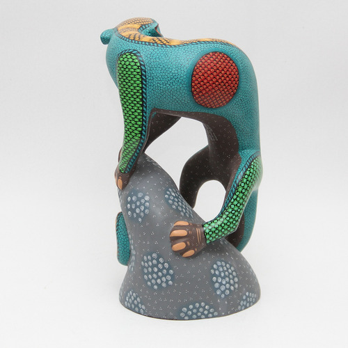 Alebrije De Jaguar Sobre Piedra, Tallado En Madera, Aripo