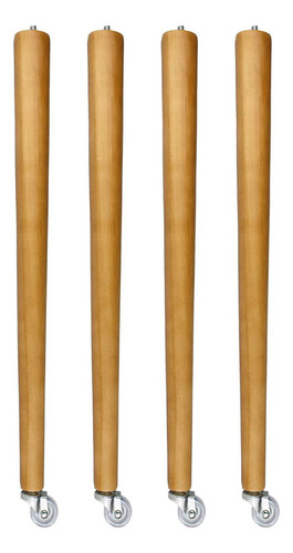4 Pé Palito 50cm Eucalipto Com Rodinha Pernas Moveis Roda Cc Cor Amêndoa Marrom Claro