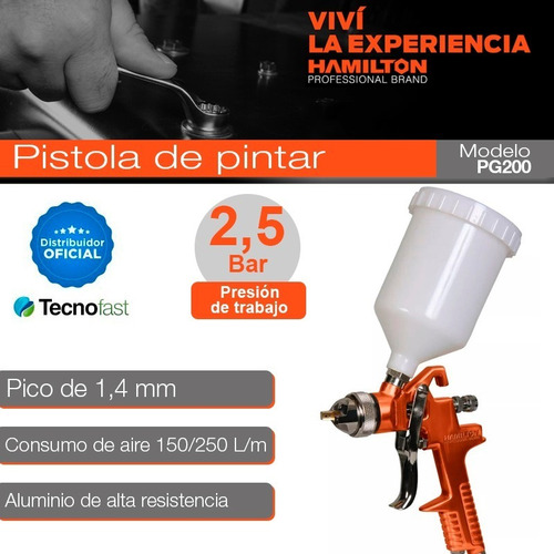 Pistola Para Pintar Soplete Pintura Hvlp Hamilton Pg200