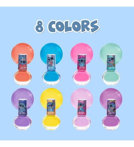 Set Infantilx8 Esmaltes Stitch A Base De Plantas Importado