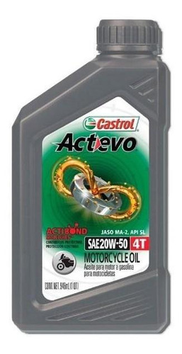 Aceite Moto Actevo 4t 20w-50 Actibond 1lt Castrol