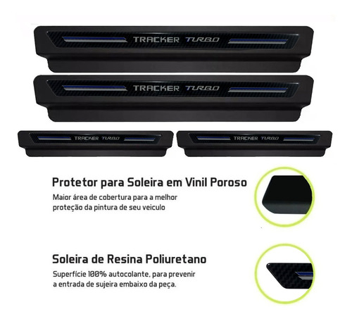 Imagem 2 de 6 de Kit Soleira Proteção Porta Chevrolet Tracker Turbo 2020 2021