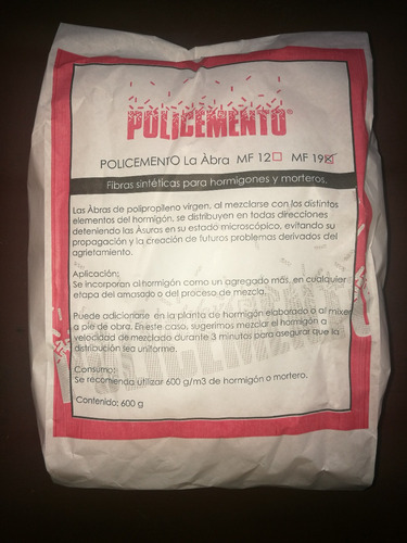 Fibra Sintetica Para Hormigon X 600grs Policemento - Mf. 19