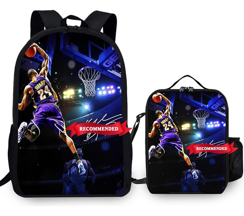 2pcs Basketball Sports Star Backpack Sets, Lightweight Lapto