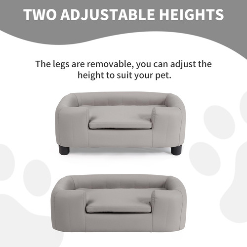 Sofá Moderno Elevado Para Mascotas Tela Sintética Cómodo Gris Talle