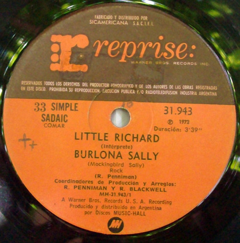 Little Richard / Burlona Sally - Rockin Rockin Vinyl Simple 