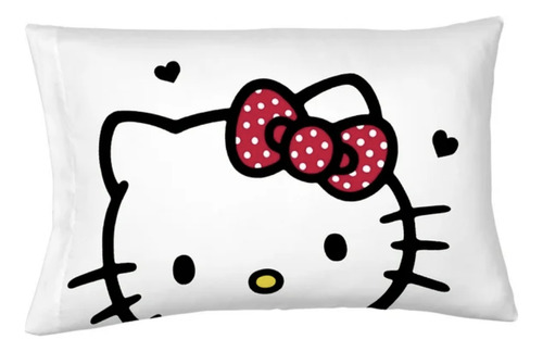 Edredon Hello Kitty 2pz Individual / Matrimonial Niñas *sk Color Blanco/rojo Diseño De La Tela Estampado