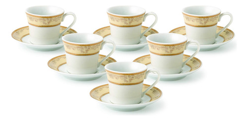 Juego De Tazas Y Platillos De Oro Para 6 Personas.