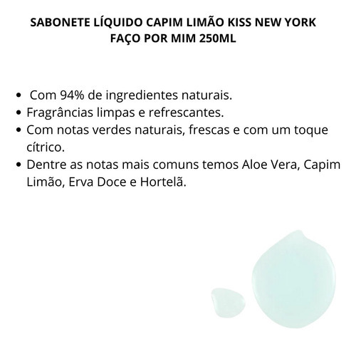 Sabonete Líquido Capim Limão Kiss New York Faço Por Mim
