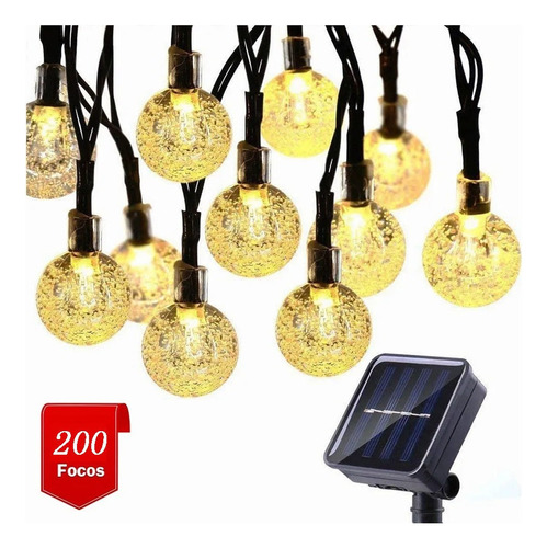 Guirnalda Solar Led Impermeable, 22 M, 200 Focos, 8 Modos