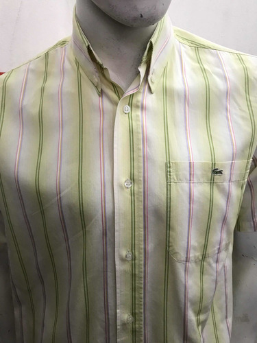 Camisa Lacoste Rayada Manga Corta Talle 40