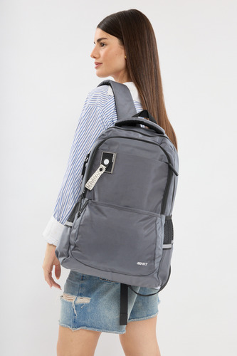 Mochila De Colores Unisex Con Moda Urbana Nueva Importada Gris Oscuro Liso