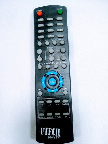 Imagen 1 de 2 de Control Remoto Para Tv Utech Lcd Led Convencional Con Pilas
