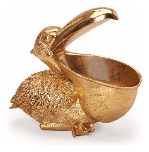 Escultura Pelicano Decorativo Dourado Resina - Mart