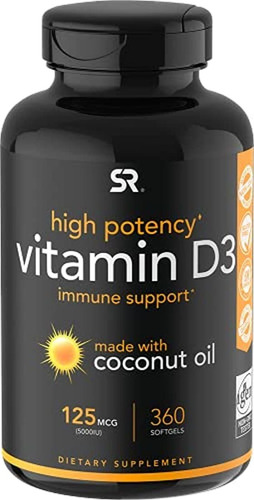 Vitamina D3 (5,000 Iu/125 Mcg) Infundida Con Aceite De Coco