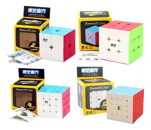Pack 4 Rubik 2x2 3x3 4x4 5x5 Qiyi Stickerless Speed Cube