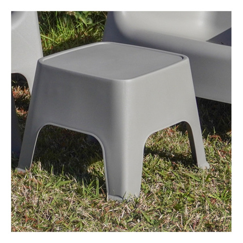 Imagen 2 de 4 de Banco Mesa De Pvc Gris De Exterior Jardin Apilable