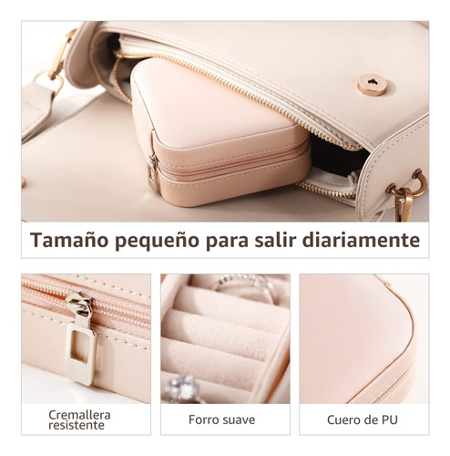 Imagen 2 de 7 de Joyero Caja De Joya Pequeño Y Portátil, Organizador De Viaje