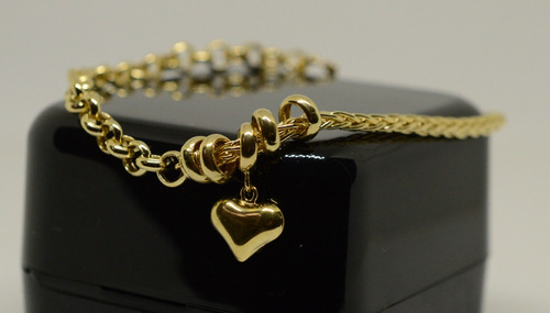 Pulseira Palmeira Portuguesa Ouro 18k 750 Coração