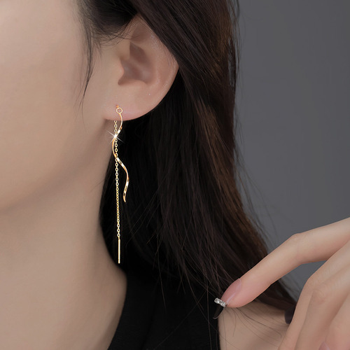 Aretes Largos Borlas Pendientes De Oro 18k Regalos De Mujer